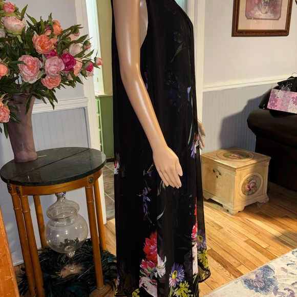 KATE & MALLORY Black Floral Sleeveless Maxi Dress L - Picture 5 of 9